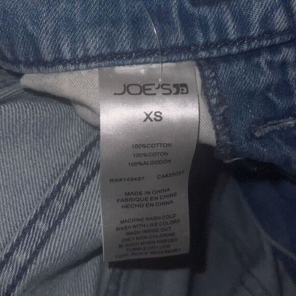 ✨Joe's Jeans Wide Leg Denim Sz XS Overalls Crop Raw Hem Captivate Blue✨ - Picture 8 of 8